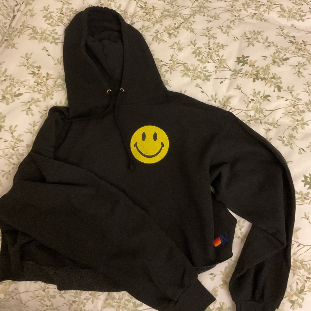 Aviator nation cropped black. Smiley sweater